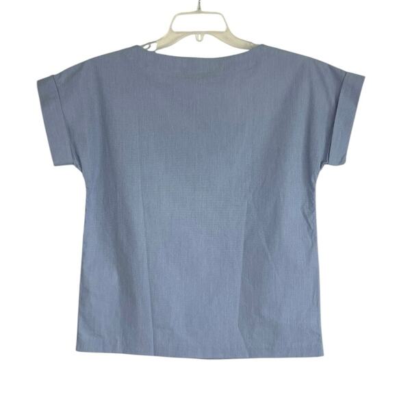 NWT Banana Republic Light Blue Short Sleeve Oversized Blouse - Picture 3 of 5